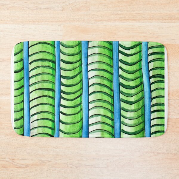 Item preview, green-blue stripes, pattern, watercolour, fine art designed and sold by janianna.