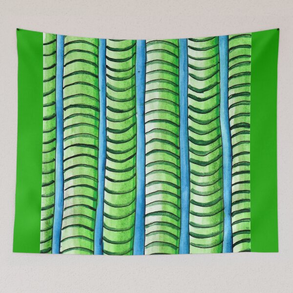 Item preview, green-blue stripes, pattern, watercolour, fine art designed and sold by janianna.