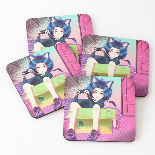 Item preview, Gamer-Girl with blue hair, in the box, purple sneakers designed and sold by forgot10k-.