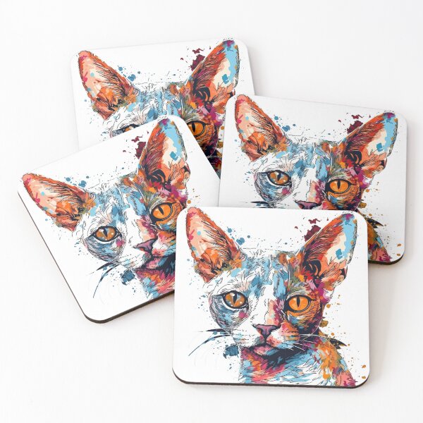 Item preview, Abstracts: Chic Feline Art for Trendy Cat Lovers - Devon Rex Painting in Silhouette designed and sold by DooodleGod.
