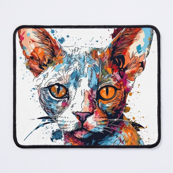 Item preview, Abstracts: Chic Feline Art for Trendy Cat Lovers - Devon Rex Painting in Silhouette designed and sold by DooodleGod.