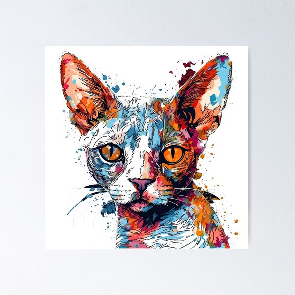Item preview, Abstracts: Chic Feline Art for Trendy Cat Lovers - Devon Rex Painting in Silhouette designed and sold by DooodleGod.