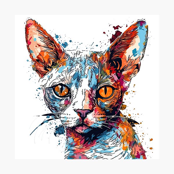 Item preview, Abstracts: Chic Feline Art for Trendy Cat Lovers - Devon Rex Painting in Silhouette designed and sold by DooodleGod.
