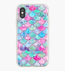 Rosa und blaue Watercolor-Imitat-Glitter-Meerjungfrau-Skalen iPhone-Hülle & Cover