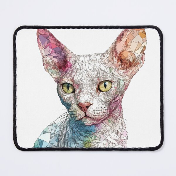 Item preview, Fantasy Collage: Colorful Devon Rex Cat Lover Art - Whimsical Feline Design with Multiple Elements designed and sold by DooodleGod.