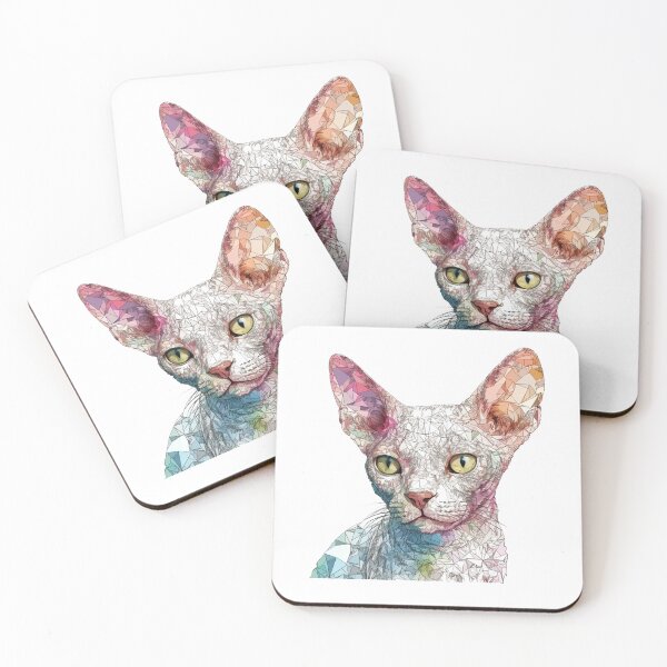 Item preview, Fantasy Collage: Colorful Devon Rex Cat Lover Art - Whimsical Feline Design with Multiple Elements designed and sold by DooodleGod.