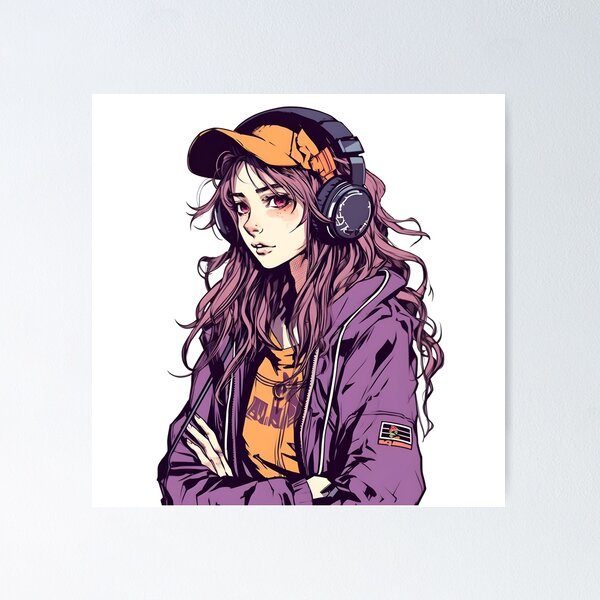 Gamer anime girl illustration wall art - TenStickers