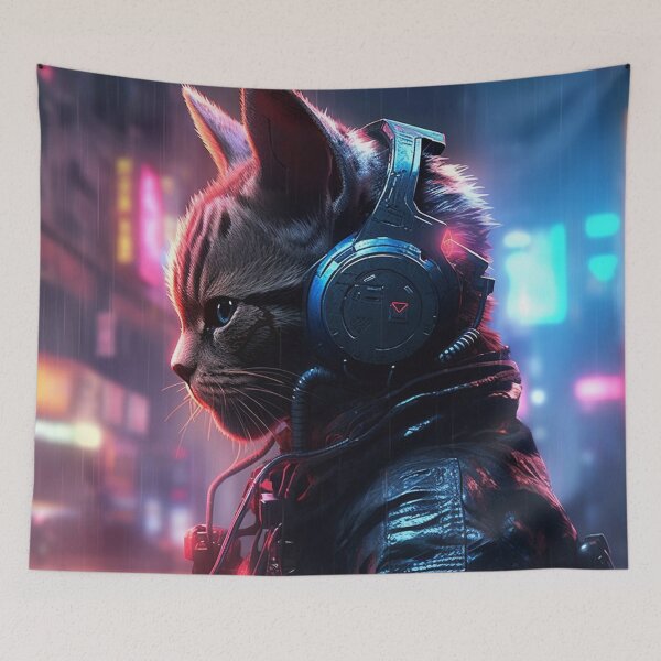Item preview, Cyberpunk Cat With Earphone designed and sold by scottevanse.