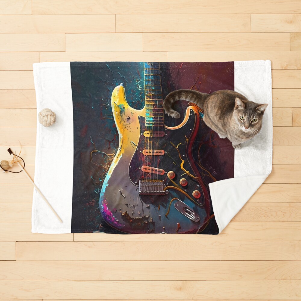 Harmonic Canvas Electric Guitar Oil Painting Art Board Print for