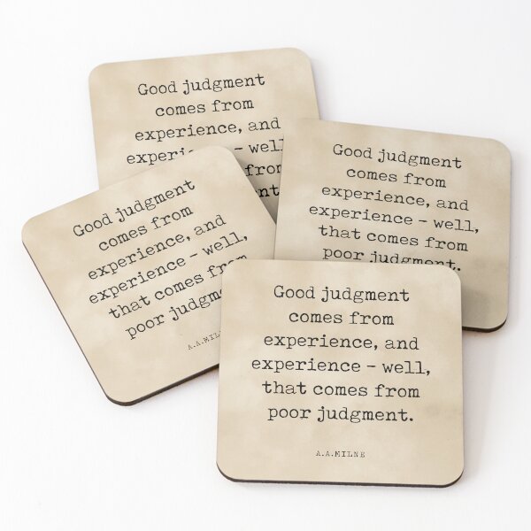 Item preview, A A Milne Quote 09 - Good judgment comes from experience - Literature - Typewriter Print - Vintage designed and sold by Studio Grafiikka.