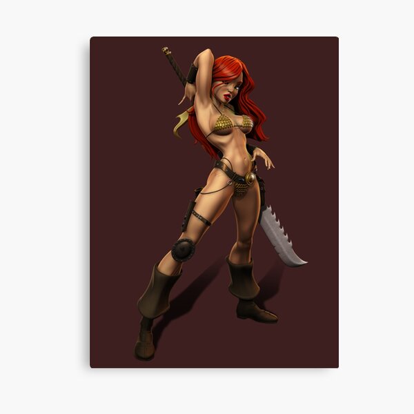 Red Sonja Red Sonya Joe Badon Comic Buch Wandkunst Illlustration Cartoon Comic Fantasy Conan Der Barbar Brigitte Nielsen Krieger Leinwanddruck Von Joebadon Redbubble