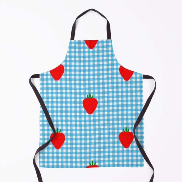 Item preview, cottagecore strawberry blue gingham designed and sold by Gossip Rag.