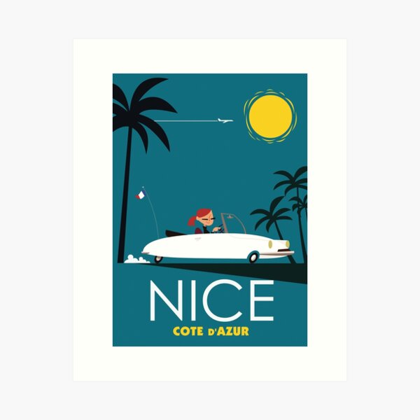 Nice Cote D'Azure travel poster Art Print