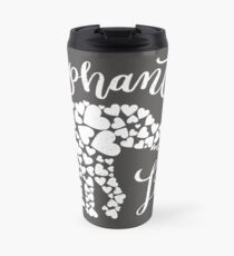 Elephant Love White Hearts Graphic Design Travel Mug