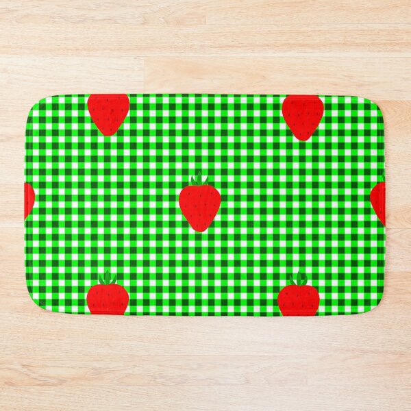 Item preview, cottagecore strawberry green gingham designed and sold by Gossip Rag.