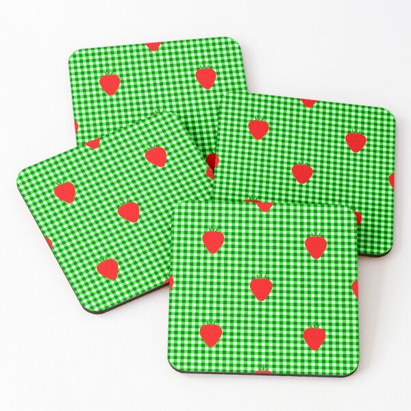 Item preview, cottagecore strawberry green gingham designed and sold by Gossip Rag.