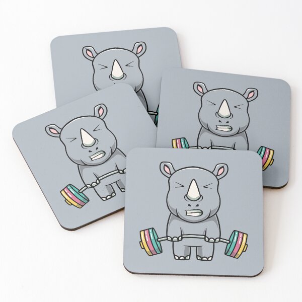 Item preview, Cute rhino workout cartoon illustration designed and sold by cubbone.