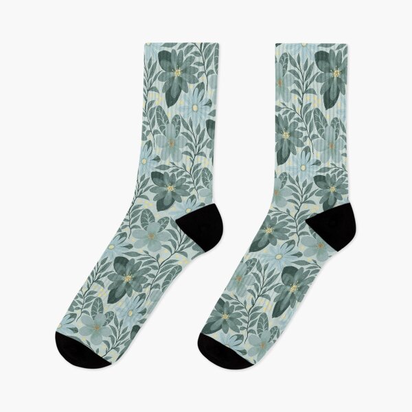 Item preview, Vintage Textured Florals in Blue and Green designed and sold by PatternedbySab.