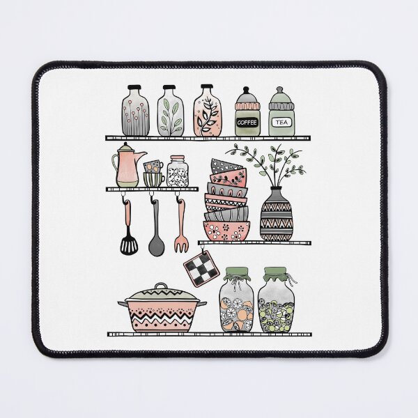 Item preview, Coral pink boho kitchen shelf drawing designed and sold by JinJinYoon.