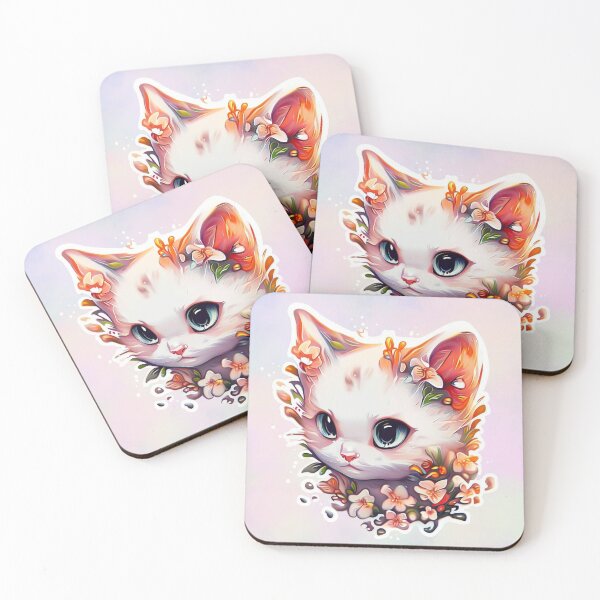 Item preview, Cute Kitty Digital Art Sticker with background designed and sold by teespedia.