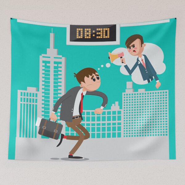 Item preview, Businessman Late for Work. Angry Boss Screaming in Megaphone. Man Hurry to Work.  designed and sold by ivector.