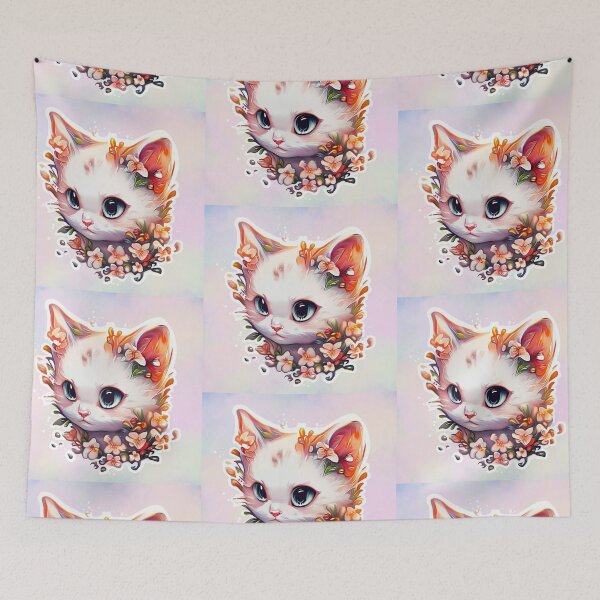 Item preview, Cute Kitty Digital Art Sticker with background designed and sold by teespedia.
