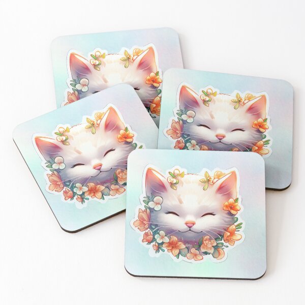 Item preview, Cute Kitty Digital Art Sticker with background designed and sold by teespedia.