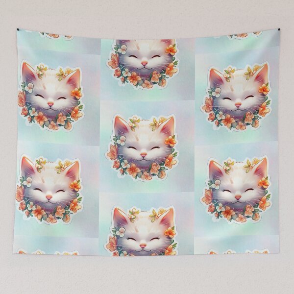 Item preview, Cute Kitty Digital Art Sticker with background designed and sold by teespedia.