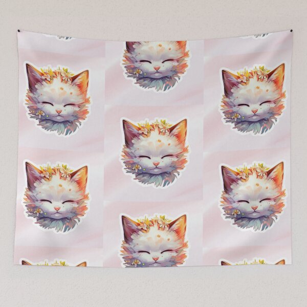 Item preview, Cute Kitty Digital Art Sticker with background designed and sold by teespedia.