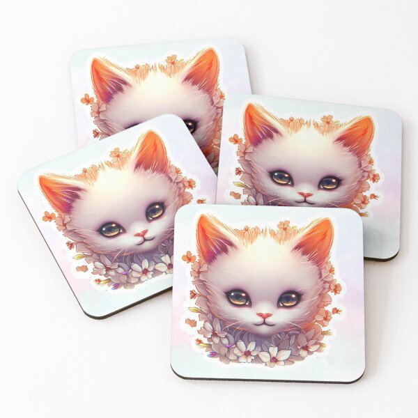 Item preview, Cute Kitty Digital Art Sticker with background designed and sold by teespedia.