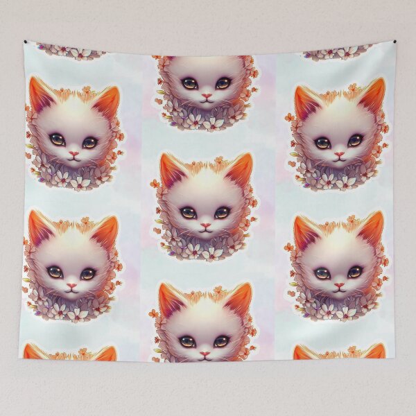 Item preview, Cute Kitty Digital Art Sticker with background designed and sold by teespedia.