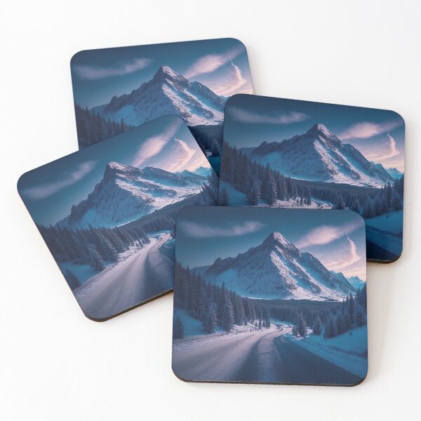 Item preview, Mountain Road with Snow-Capped Peaks in the Backgrounds, Ai Generated Art designed and sold by AiGens.