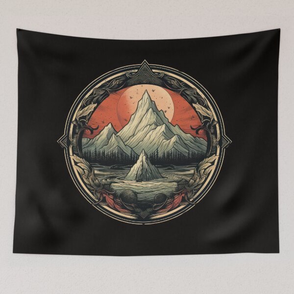 Item preview, Silver Mountains in Scarlet Sunset designed and sold by Belltwon.