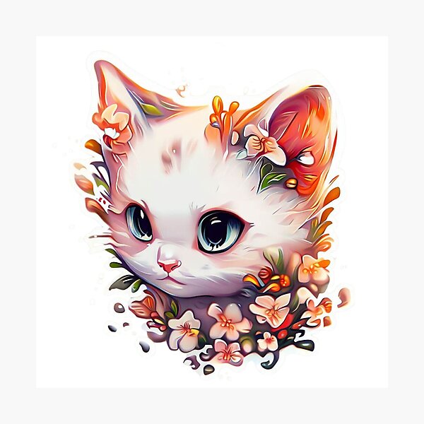 Item preview, Cute Kitty Digital Art Sticker no background designed and sold by teespedia.