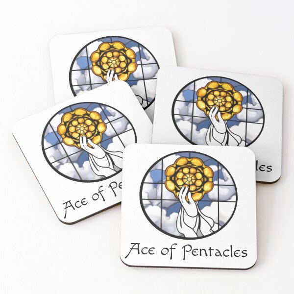 Item preview, Minor Arcana Ace of Pentacles - Stained Glass Design for T-shirt, stickers and other accessories designed and sold by Pixel Waite.