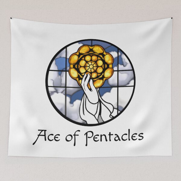 Item preview, Minor Arcana Ace of Pentacles - Stained Glass Design for T-shirt, stickers and other accessories designed and sold by Pixel Waite.