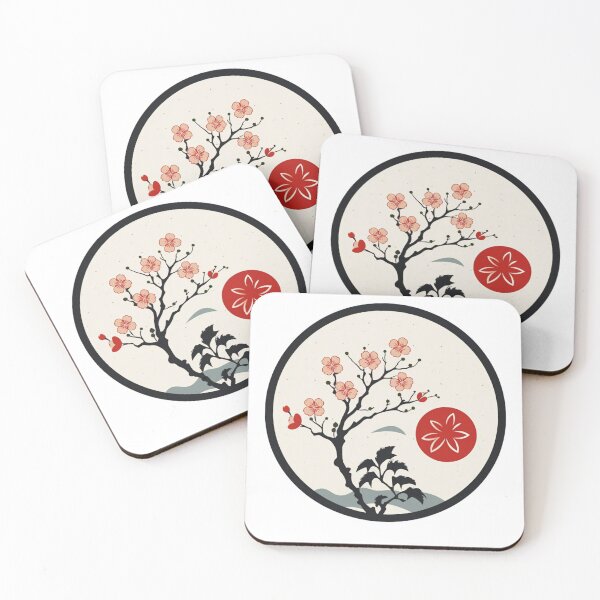 Item preview, Japanese landscape with blossoming cherry branch designed and sold by Pflugart.