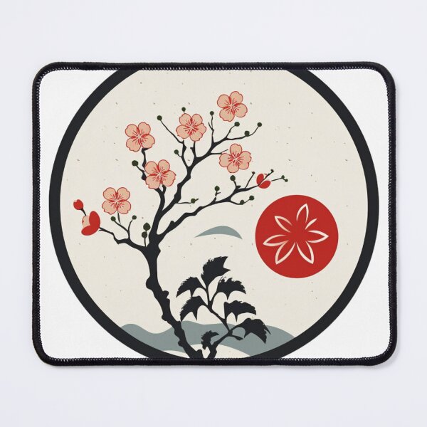 Item preview, Japanese landscape with blossoming cherry branch designed and sold by Pflugart.