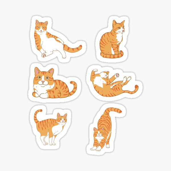 Orange Tabby Sticker,Orange Tabby with Crown Sticker, Cat Bubble