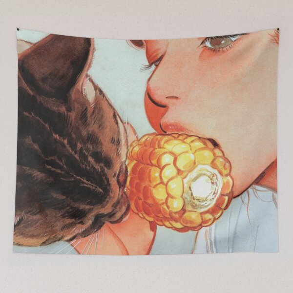 Item preview, Girl Eating Corn With Cat designed and sold by danielelsaney.