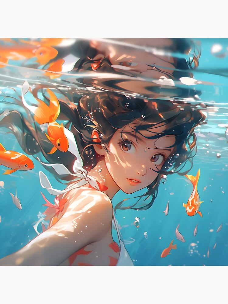 Download 2000x1193 Anime Underwater, Fishes, Sunlight, Scenic Wallpapers -  WallpaperMaiden