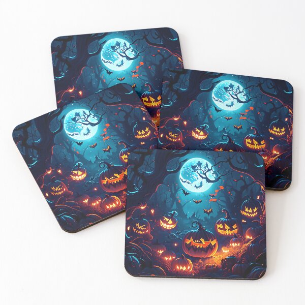 Item preview, Enchanted full moon night: glowing pumpkins in the forest designed and sold by byaz3.