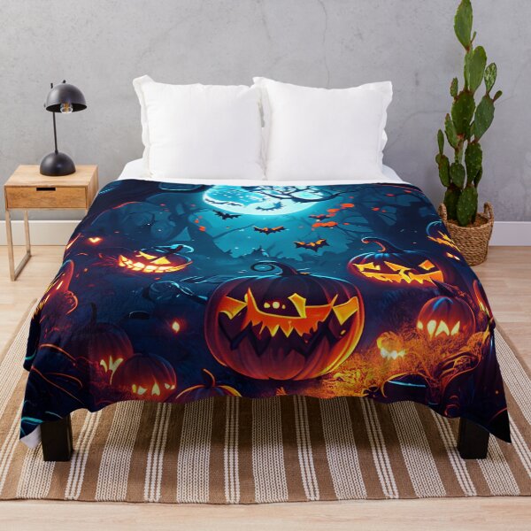Item preview, Enchanted full moon night: glowing pumpkins in the forest designed and sold by byaz3.