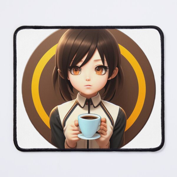 Item preview, Anime girl brown eyes with coffee  designed and sold by Karamstore20.