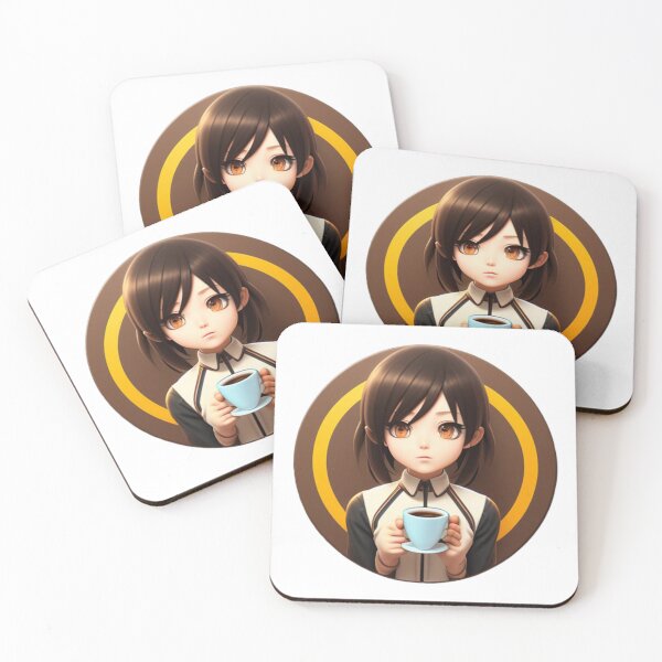 Artikelvorschau, Anime-Mädchen braune Augen mit Kaffee entworfen und verkauft von Karamstore20.