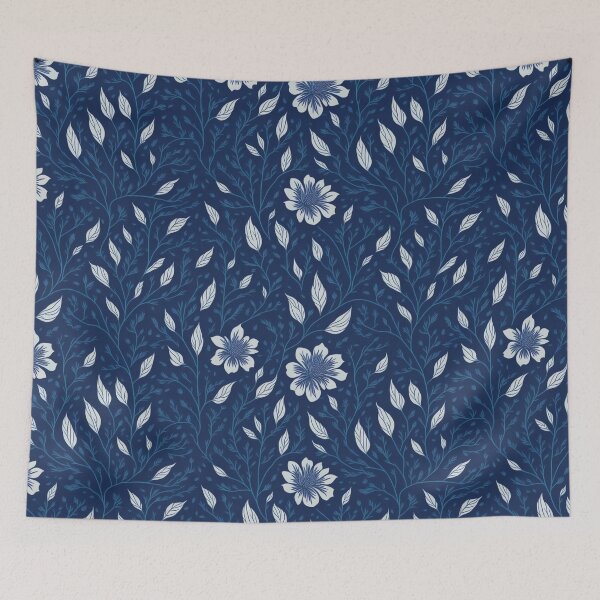 Item preview, Blue White Spring Summer Floral Pattern designed and sold by MagicalLuna.