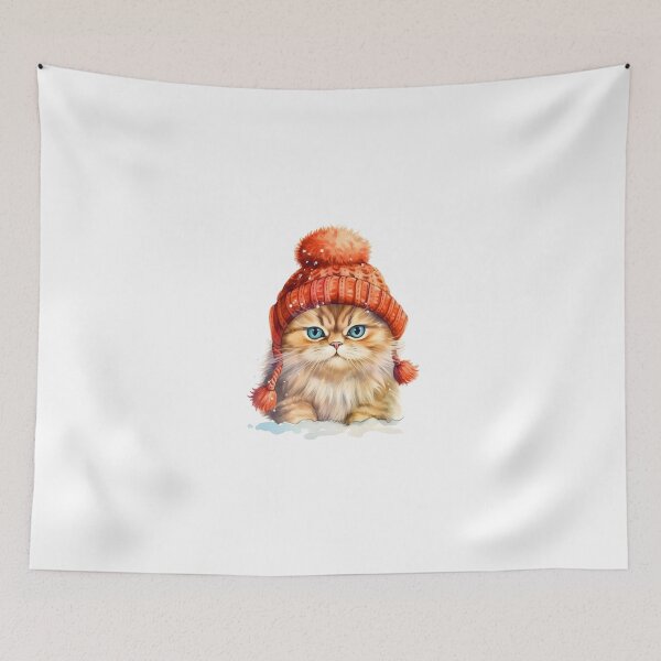 Item preview, cat with beanie designed and sold by Ayothaya.