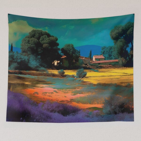 Item preview, Riviera landscape painting in the style of an oil painting designed and sold by Pflugart.