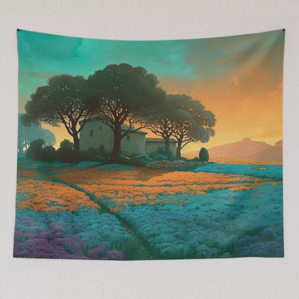 Item preview, Riviera landscape painting in the style of an oil painting designed and sold by Pflugart.