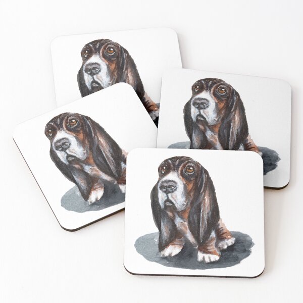 Item preview, Cute Basset Hound watercolour painting designed and sold by Funsize-Art.